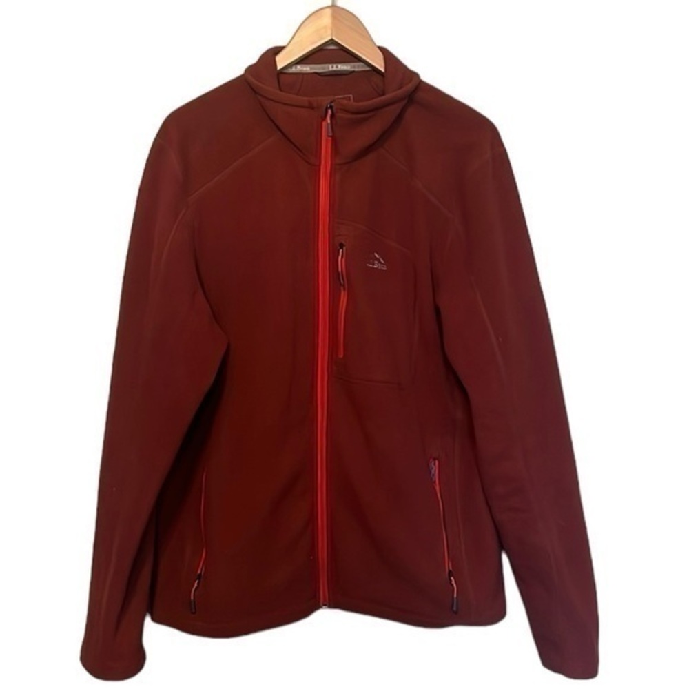 L.L. Bean Slightly Fitted Zip Up Fleece Jacket Mens Size Large Regular, Orange